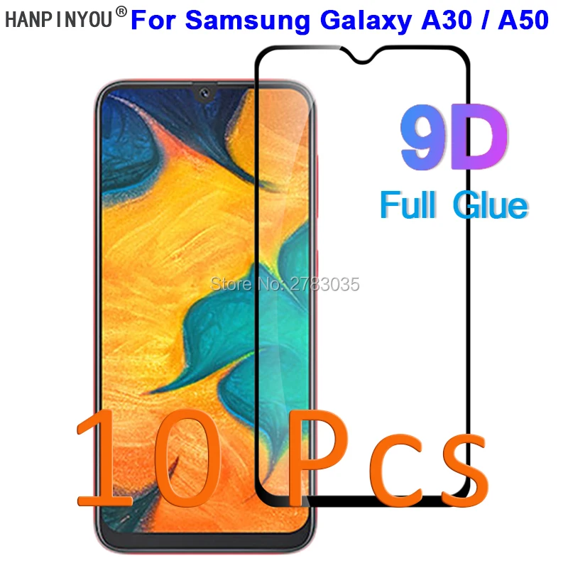 

10 Pcs/Lot For Samsung Galaxy A30 A305F /A50 A505F 5D 6D 9D Full Glue Cover Toughened Tempered Glass Film Screen Protector Guard