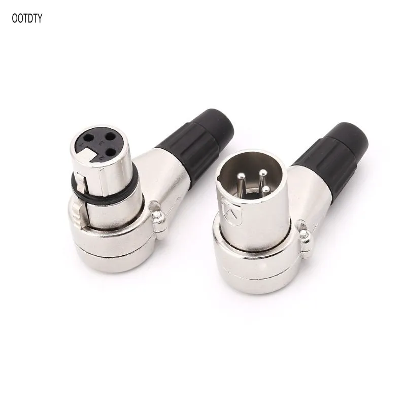 

One Pair 3Pin XLR Male & Female Plug Connectors Right Angle For Mic Microphone Speaker Audio Cable