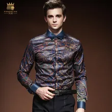 FANZHUAN популярные бренды одежды, дизайнерская брендовая мужская одежда, осень, новая модная мужская рубашка с принтом в европейском стиле