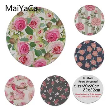 

MaiYaCa Pink Red Rose Bloom Unique Desktop Pad Game Mousepad Custom Design Gaming Computer Round Mouse pads