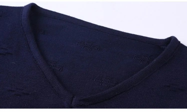 Для мужчин s V образным вырезом свитер в полоску тянуть футболка с длинными рукавами хлопковый пуловер Платье Азиатский размер