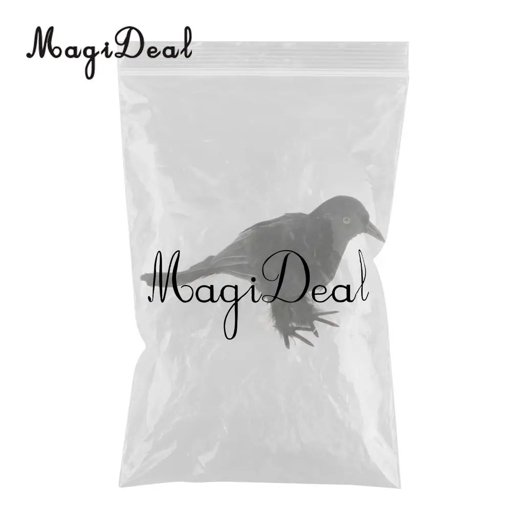 MagiDeal Lifelike Halloween Decoration Birds Props Black Feathered Simulation Crows Ravens Birds  Figurines Ornament Craft
