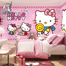 Размер на заказ детская комната hello Kitty мультфильм обои настенные водонепроницаемый девочка мальчик обои для детской спальни