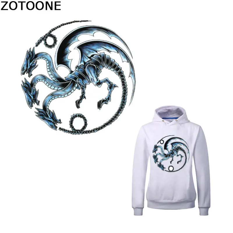 

ZOTOONE Stripes for Clothes Animal Dragon Totem Patches Iron on Patches for Clothes Applique Heat Transfer Diy Patch Printed E