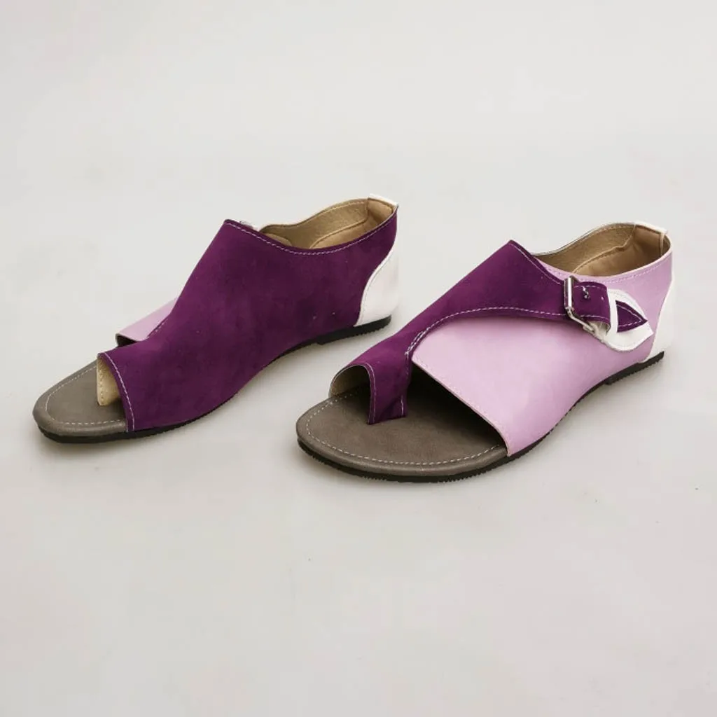 Женские сандалии в римском стиле; мягкие удобные сандалии на плоской подошве для отдыха; сандалии на плоской подошве с ремешком и пряжкой; женская летняя повседневная пляжная обувь; C35