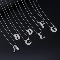 Роскошное циркониевое ожерелье с буквами для женщин 925 стерлингового серебра Начальная подвеска тонкая цепочка английские