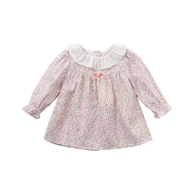 DBM9442 dave bella autumn winter infant baby girls fashion plaid shirt kids cotton casual floral tops children high quality tops - Цвет: floral