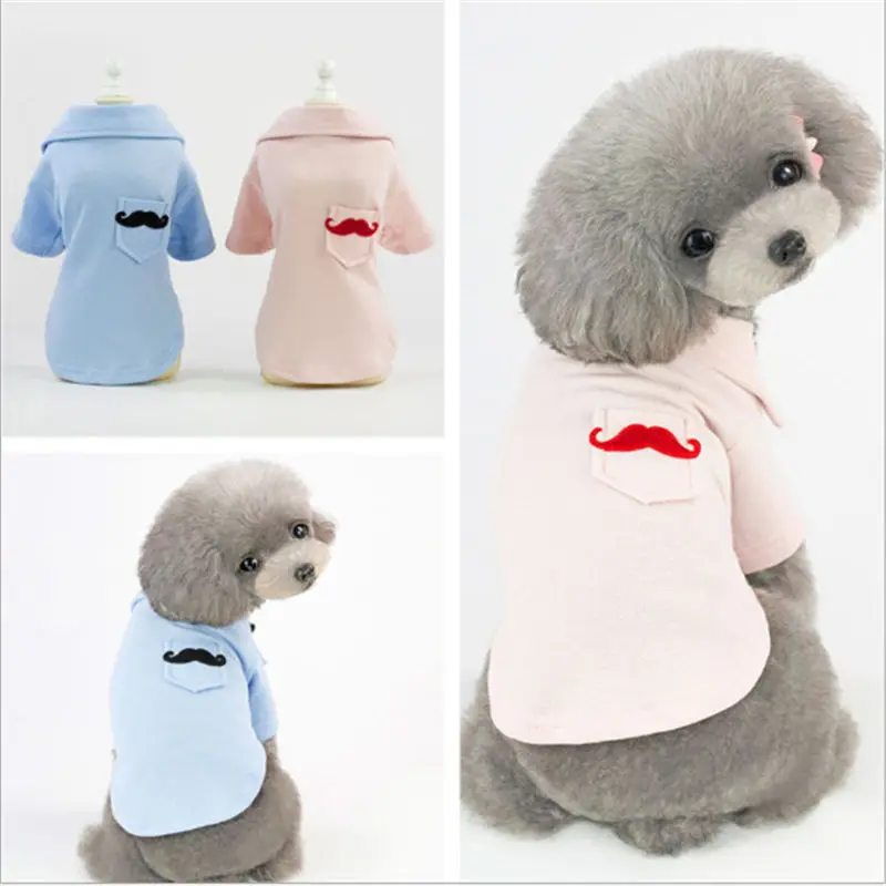 

Puppy Dog Cat Summer Solid Color T-shirt bearded printed Baseball clothes Pet Cute Clothes Costume T-Shirt Pets Clothing Casua
