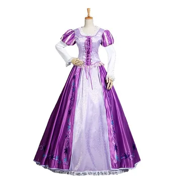 

Rapunzel Costume Prncess Queen Enchanted Cosplay Adult Dress Halloween Adult Carnival Party Fancy Dress Girl Cartoon Purple