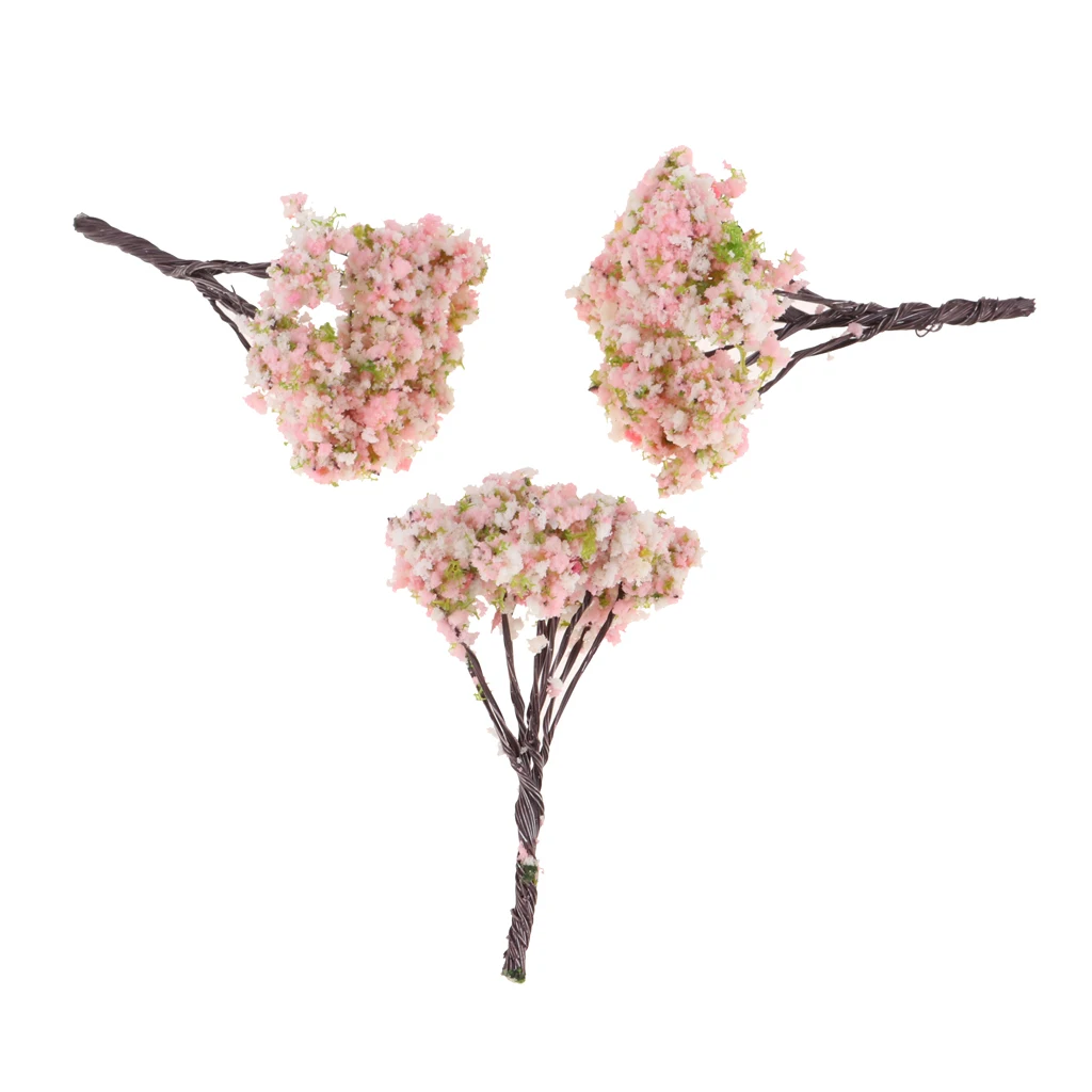 3PCS 1/12 Mini Peach Blossom Trees Miniature Dolls House Garden Accessory Plant Fairy Ornament DIY