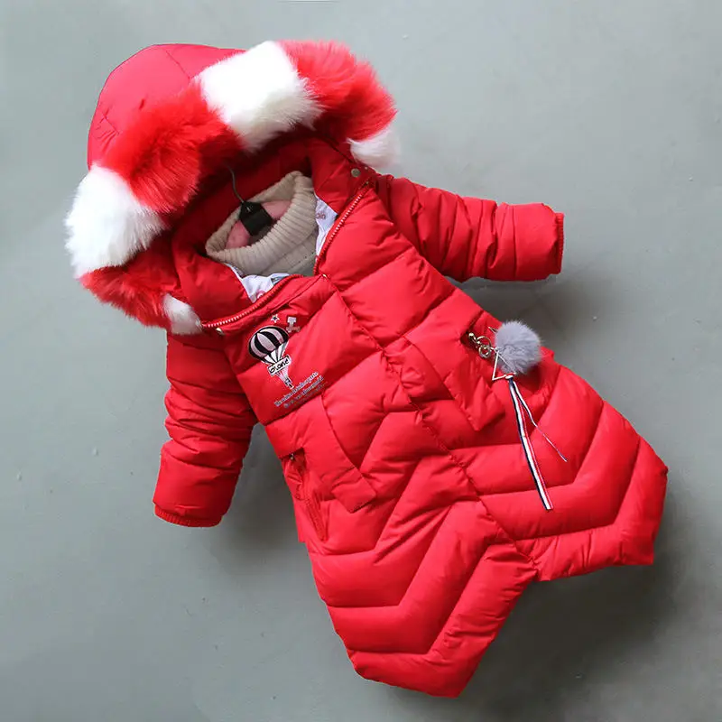 

BibiCola girls winter coats children cotton fashion thick warm long down parkas for girls kids clothing hoodies girls snow wear