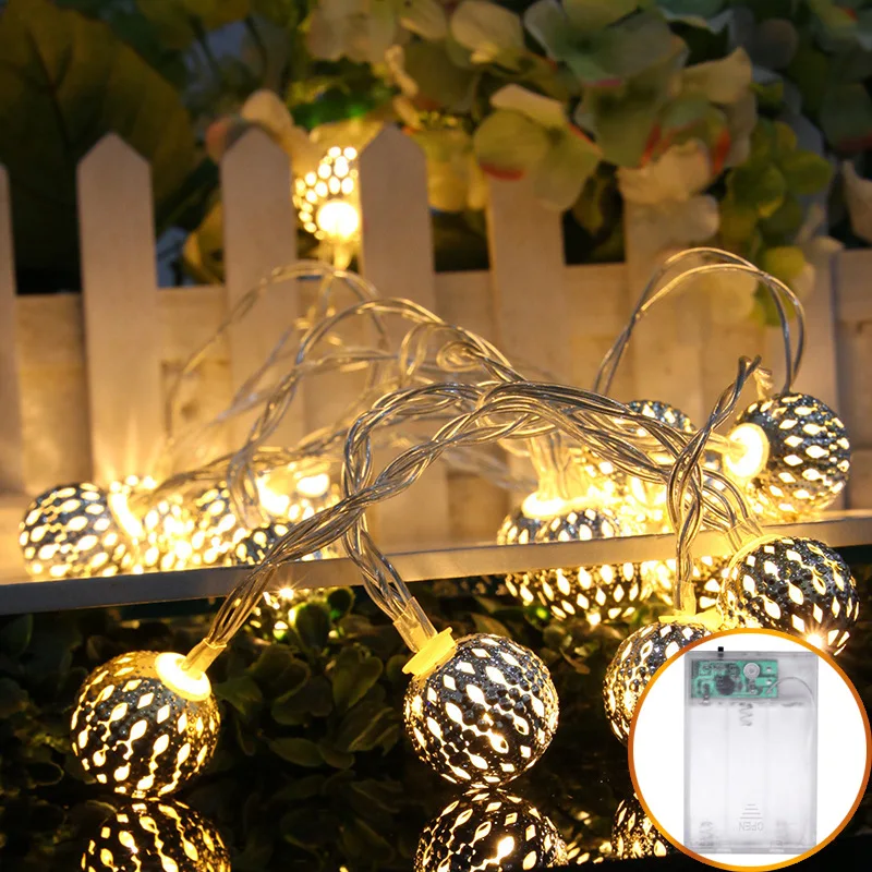 Новогоднее рождественское освещение наружное украшение 10 головок шарик Марокко светодиодный гирлянды для праздника Свадебная вечеринка украшения Noel, B
