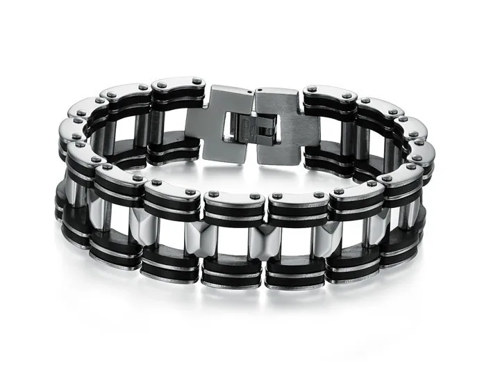 Fashion Jewelry Genuine Silicone + Steel Bracelet Big Cuff Men Width 20mm Infinity Bracelets | Украшения и аксессуары