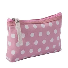 Canvas Cosmetic Bag for Women Dot Zipper Change Storage Organizer Female Card Package Key Bag Mobile Phone Bag Simple Makeup Bag