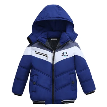 

New Fashion Patchwork Boys Jacket&Outwear Warm hooded Winter jackets for boy Girls coat Children Winter Clothing Boys Coat
