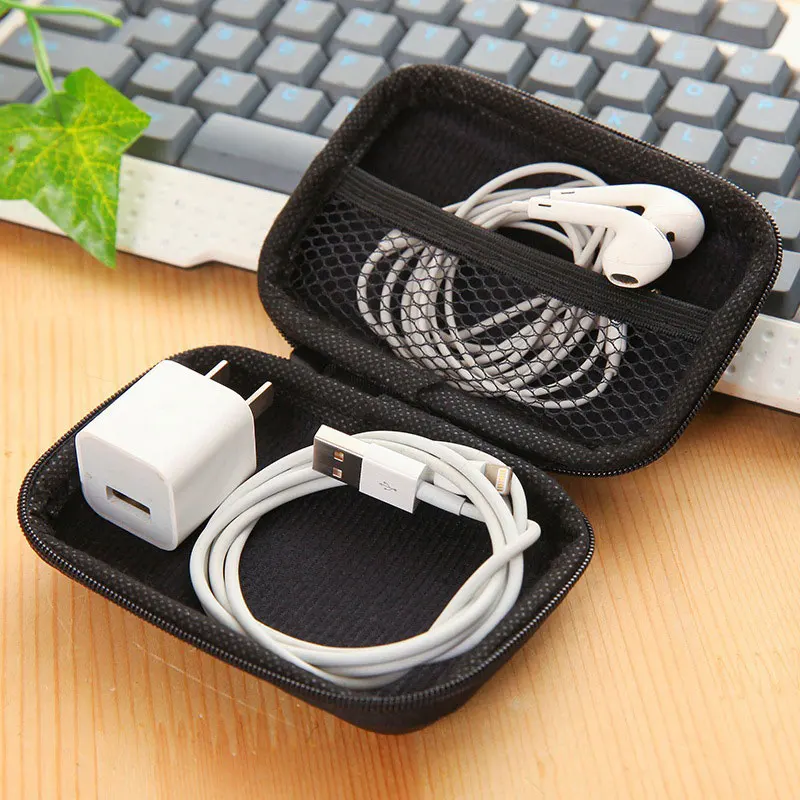 

New Earphone Holder Case Storage Bag Mini Zipper Hard Headphone Case USB Cable Organizer Portable Earbuds Memory Card Pouch Box