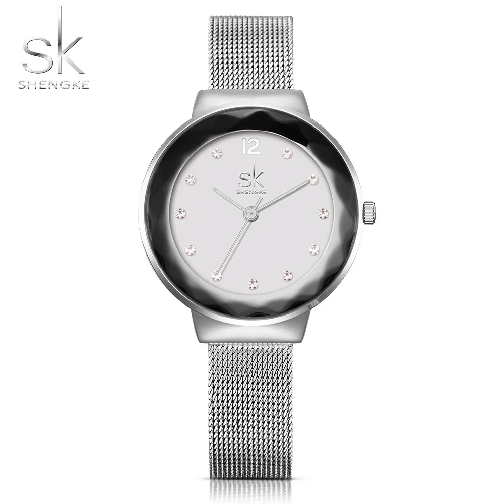 SK новые модные женские часы из нержавеющей стали серебряные наручные часы Роскошные женские Стразы кварцевые часы Montre Femme - Цвет: silver 01