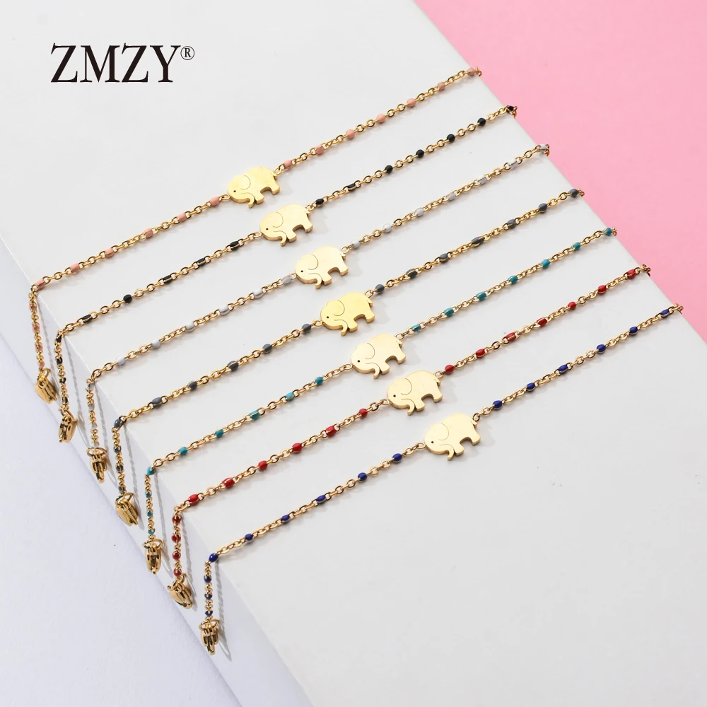 ZMZY Dainty браслет со слонами подвеска золотого цвета Femme цепочка на запястье