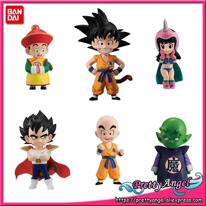 Genuine Bandai Tamashii Nations ADVERGE EX 01 Dragon Ball Full Set 6 Pcs Goku Gohan Vegeta Piccolo ChiChi Krillin Action Figure