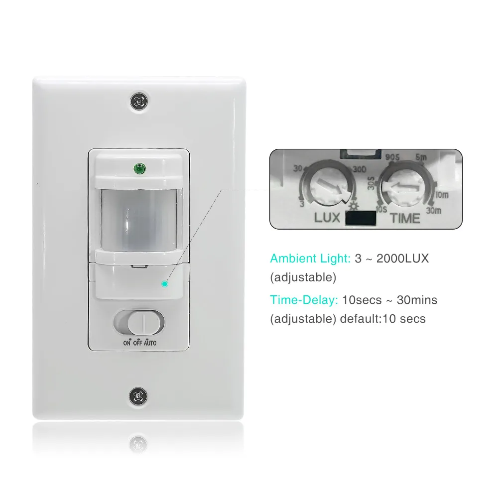 

110V~220V ON OFF AUTO Wall Mount Motion Sensor Switch Automatic PIR Infrared Sensor Light Switch with 9m Max