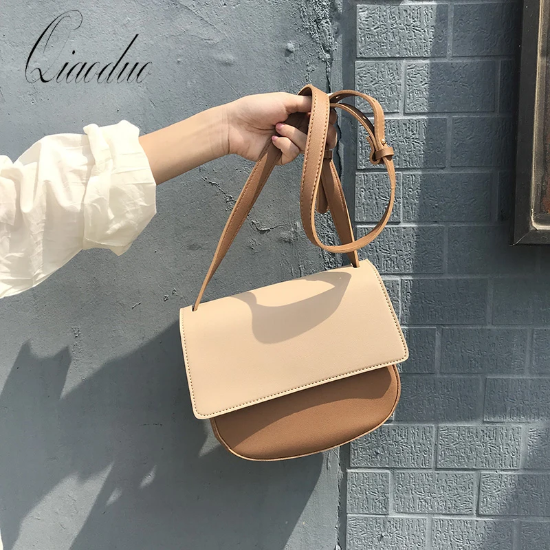 

Qiaoduo Bag female 2019 new Messenger bag hit color PU shoulder bag ins super fire handbag trend Korean version CR6517
