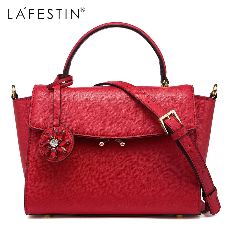 

LAFESTIN Women Designer Handbag Real Leather Shoulder Bag Diamonds Rhinestone Fashion Crossbody Luxury brands Bags bolsa
