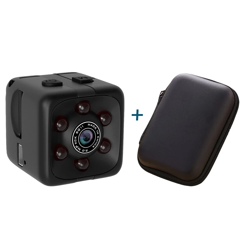 SQ11 Pro мини-камера 1080P с сенсором, портативная видеокамера для безопасности, маленькая камера, скрытая камера espia с поддержкой скрытой TFcard - Цвет: Black Case