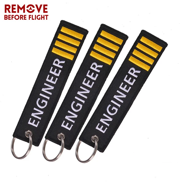 Модные инженер пилот цепочка для ключей 3 шт./лот remove Before Flight OEM вышивка черный ярлык для ключей Чемодан ярлык безопасности кольца для ключей на автомобили, Gif - Название цвета: 3PCS