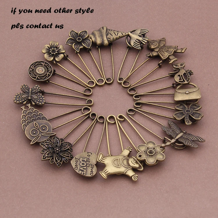 Free shipping 2pcs bronze vintage brooch diy jewelry accessories