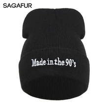 Однотонная Черная Женская шапка унисекс уличная хип-хоп шапка бини для девочек зимняя вязаная шапка с вышитыми буквами в стиле 90