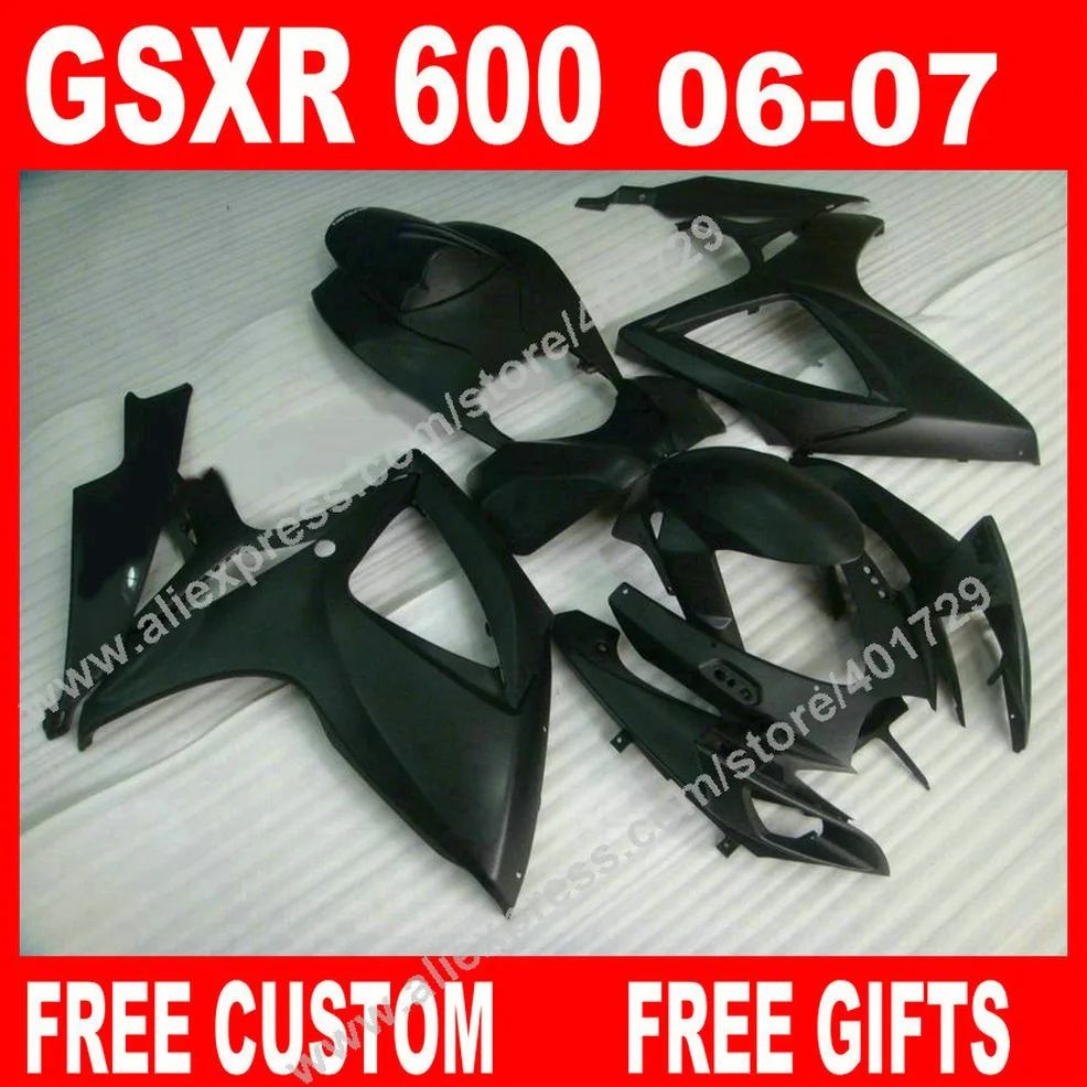 

Free custom Fairings for 2006 2007 SUZUKI GSXR 600 750 popular all flat black K6 BACARDI GSXR600 GSXR750 set 7 gifts SC73
