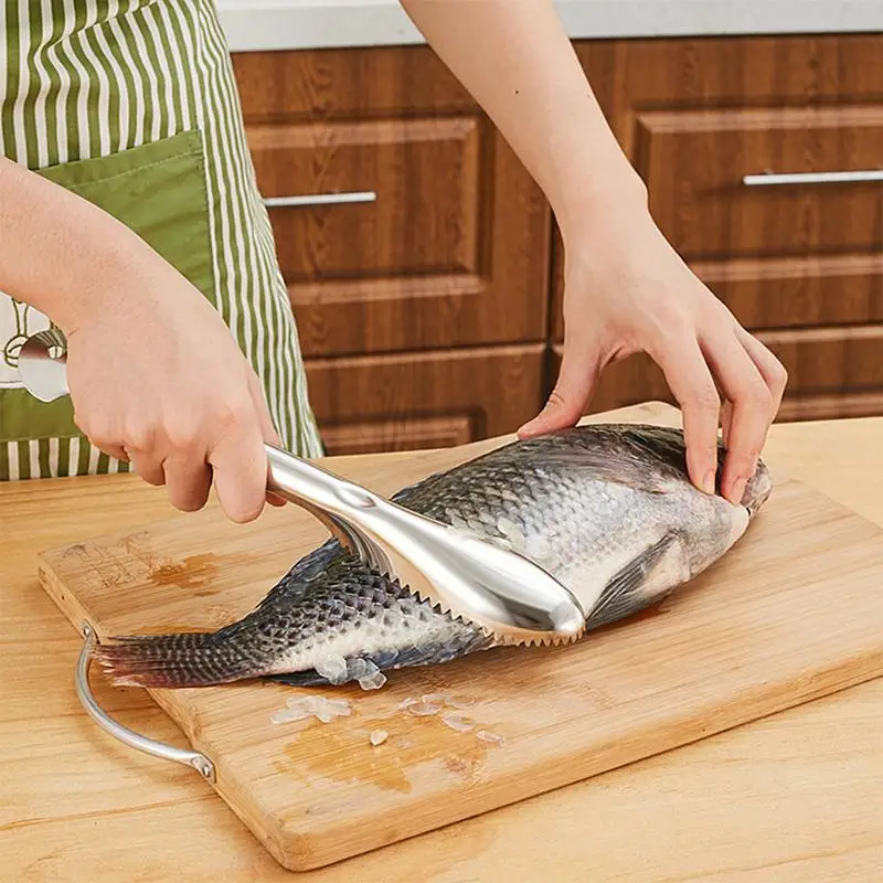 

Fish Knife Stainless Steel Fish Skin Brush Scraping Graters Fast Remove Fish Cleaning Peeler Scaler Scraper