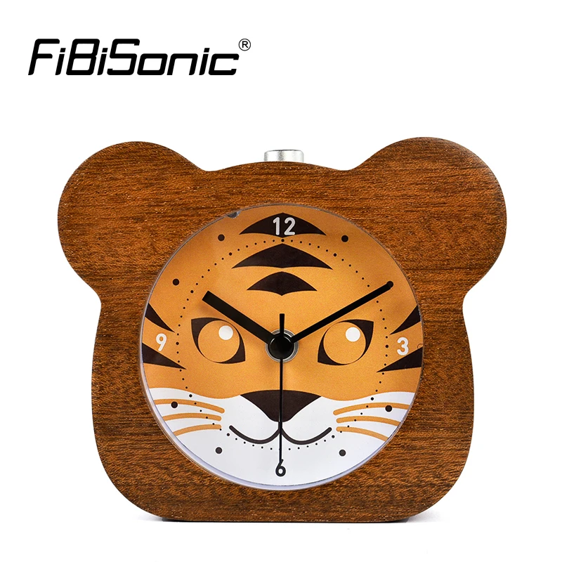 Chinese Zodiac Tiger Modern Snooze Backlight Wood Alarm Clock For Gift