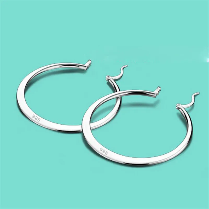 Simple Large Hoop Earring Silver Women Girl 925 Sterling creole boucle d'oreille | Украшения и аксессуары