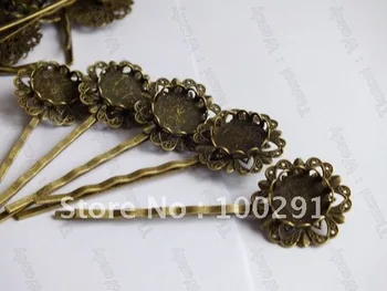 

Jewelry Handmake DIY findings - 200pcs fit 12mm round cameo antique bronze hair clip hair bobby pins findings accessories