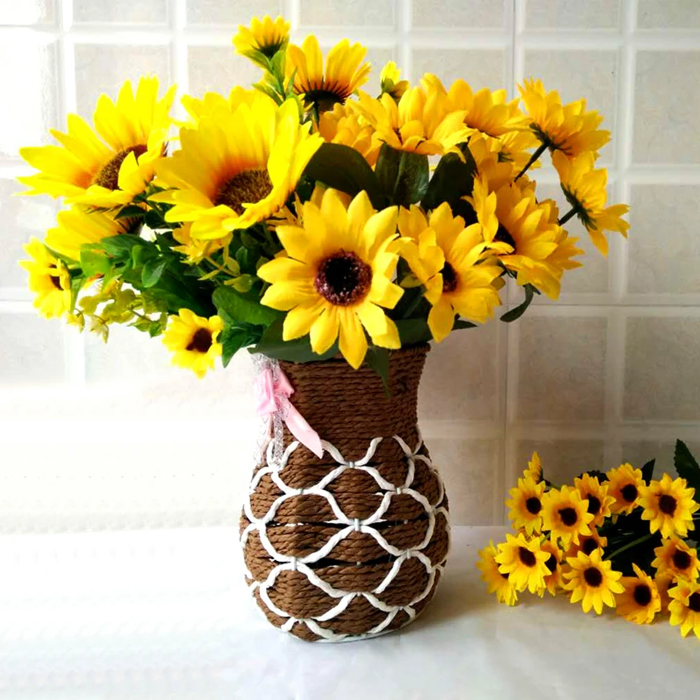 Sweet Artificial Sunflowers 1 Bunch 7/15 Heads Sunflower