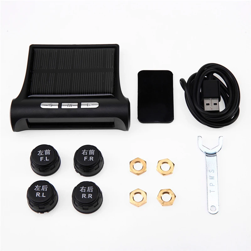 

Wireless Solar Power Car TPMS Tire Pressure Monitor System with 4 External Sensor Digital LCD Auto Tyre Pressure Alarm Device