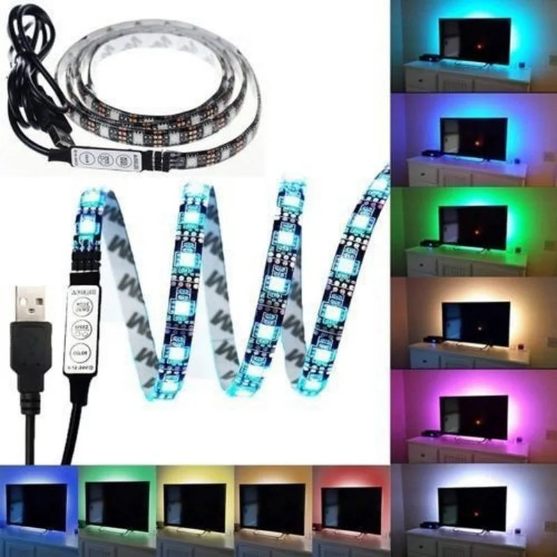 

0.5M/1M/2M USB LED Strip Light TV Computer Background Decoration RGB Color Changing Lighting