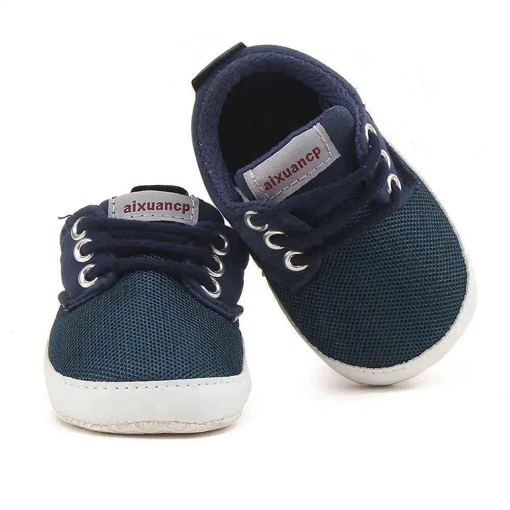 WEIXINBUY/Обувь для новорожденных мальчиков и девочек; обувь для первых шагов; сезон весна-осень; обувь на мягкой подошве для маленьких мальчиков; парусиновая детская обувь для малышей 0-18 месяцев - Цвет: A