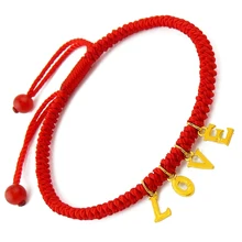 Чистый 999 24 K цепочка из желтого золота женщины любовь плетеный браслет регулируемый