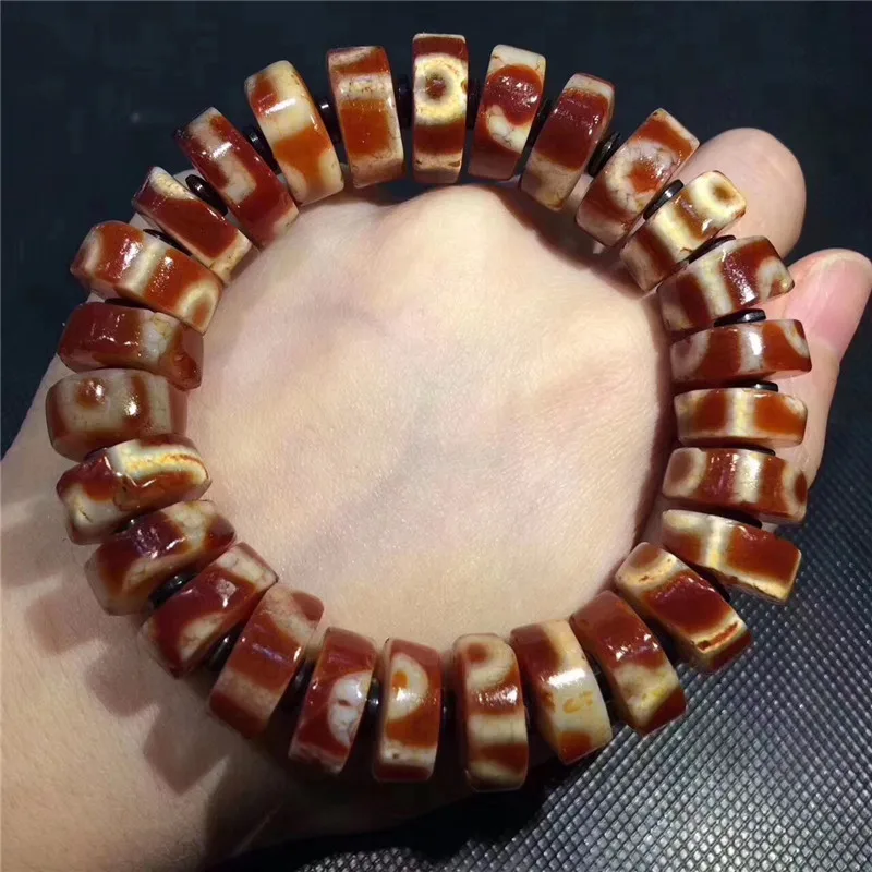 

190416-2 Fine old mine broken bead bracelet Natural Agate Dzi Ji Beads Powerful Amulet Collectible dzi Beads