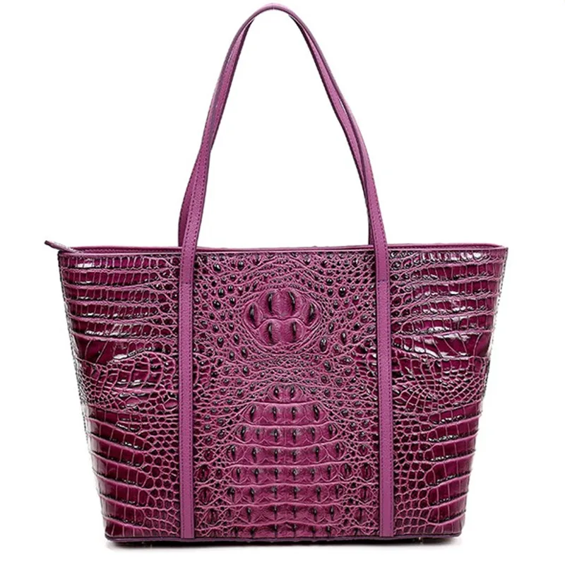 

2019 High-capacity Women Aligator Composite Bag Messenger Genuine Leather Bags Shoulder Handbag Lady Purple Casual Tote Shopping
