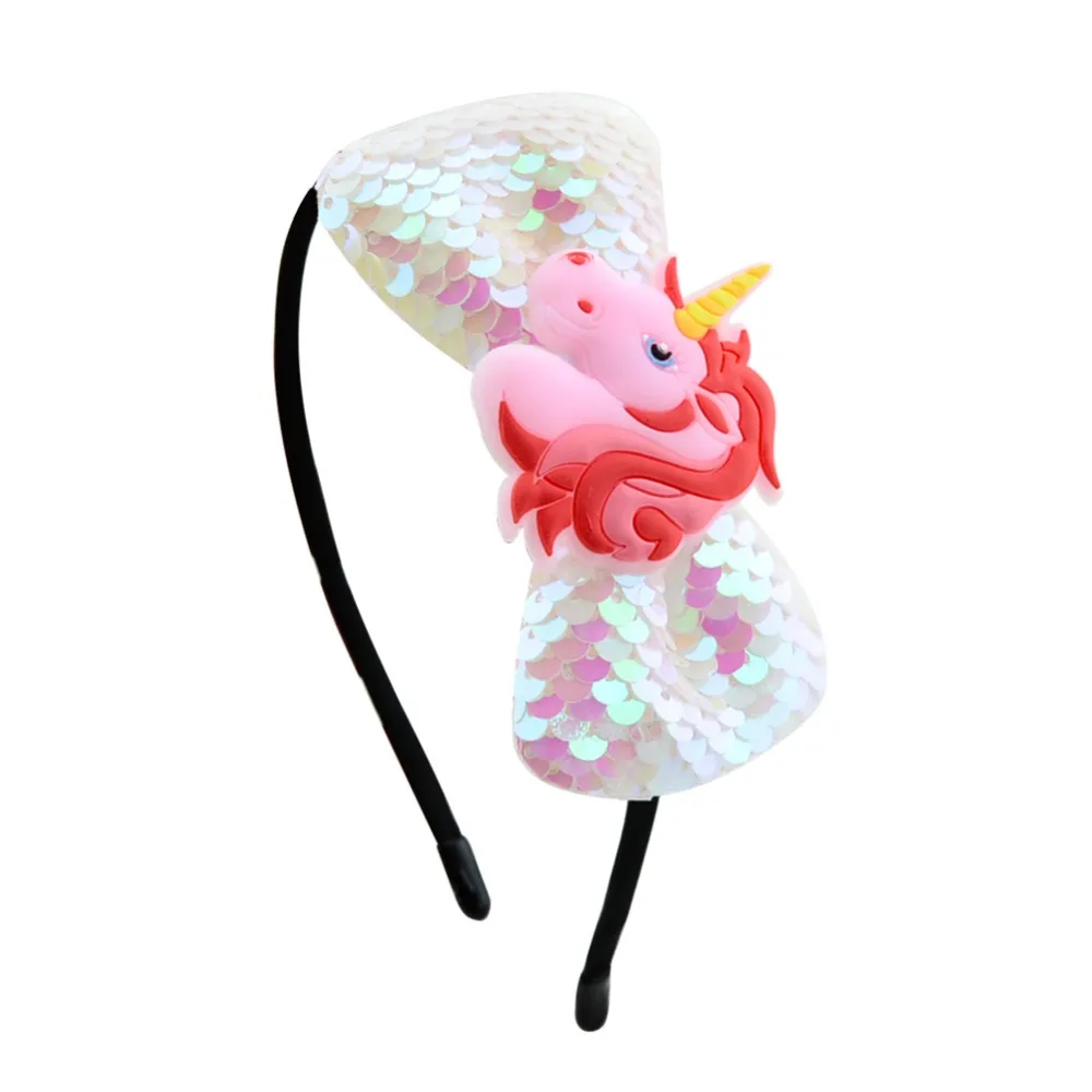 

1Pcs Headband 4.9 inches, decorative flower 3.7 inch flash Cute unicorn Rainbow Headband Handmade Hair Accessories For Girls871