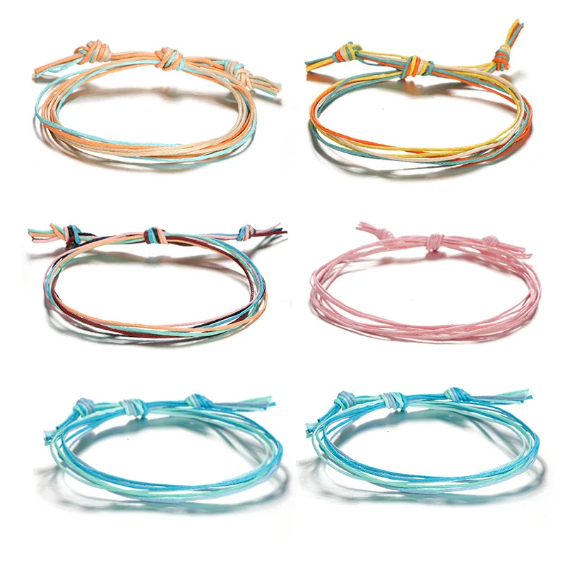 

6Pcs/set Fashion Bohemia Bracelet For Women Boho Bracelets&Bangles Set Jewelry cotton Braided Friendship bracelet Adjustable