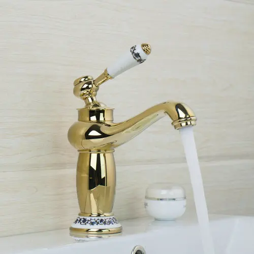 

Short Hot/Cold Bathroom Golden 97151 Ceramice Single Handle+Spray Spout+Body+2 Hose Torneira Wash Basin Sink Tap Mixer Faucet