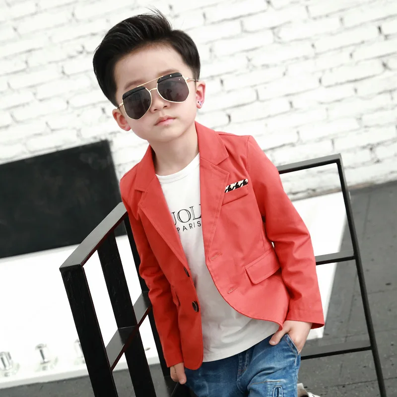

Fahion jacket for boy Black Orange Red Two Button Children Casual Blazer School Boys Formal Suit Jackets Kids Coat boys outwear