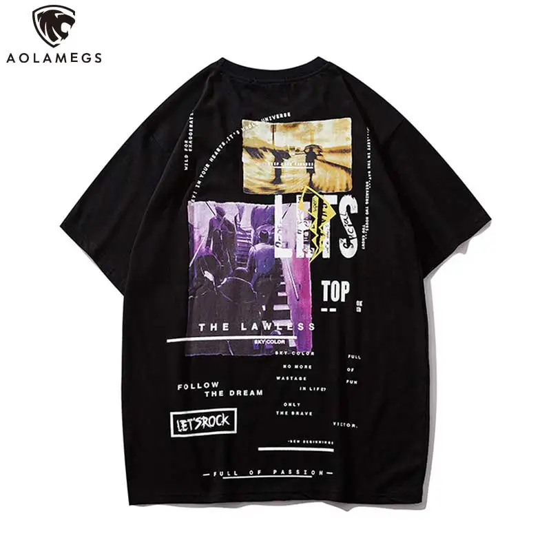 

Aolamegs T Shirt Men Letter Printed Men's T-Shirts Short Sleeve O-neck T Shirt Funny Printed High Street Tees Summer Streetwear
