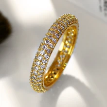 Nueva Llegada de Las Mujeres Románticas Anillos de la CZ de Lujo Novia de la Boda Accesorios de Moda de Calidad Superior AAA Cubic Zirconia Oro Placa