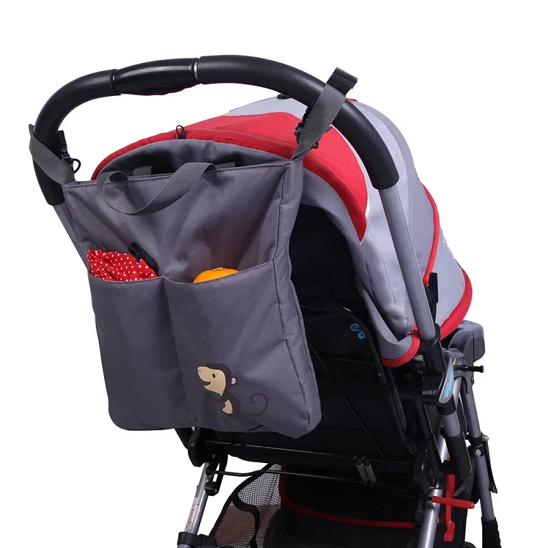 

New Brand JOYREN Cartoon Gray Baby Stroller Organizer Accessories Big Capacity Waterproof Bebe Carriage Bag For Prams KF167