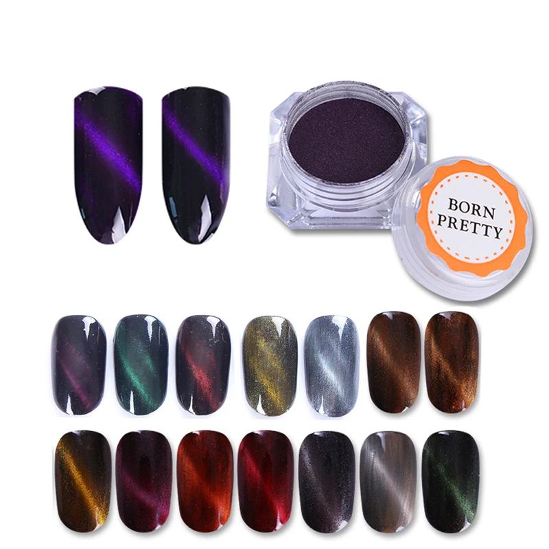 BORN PRETTY 1 Box Cat Eye Magnetic Nail Glitter Gorgeous Magnet Manicure Nail Art Pigment Powder